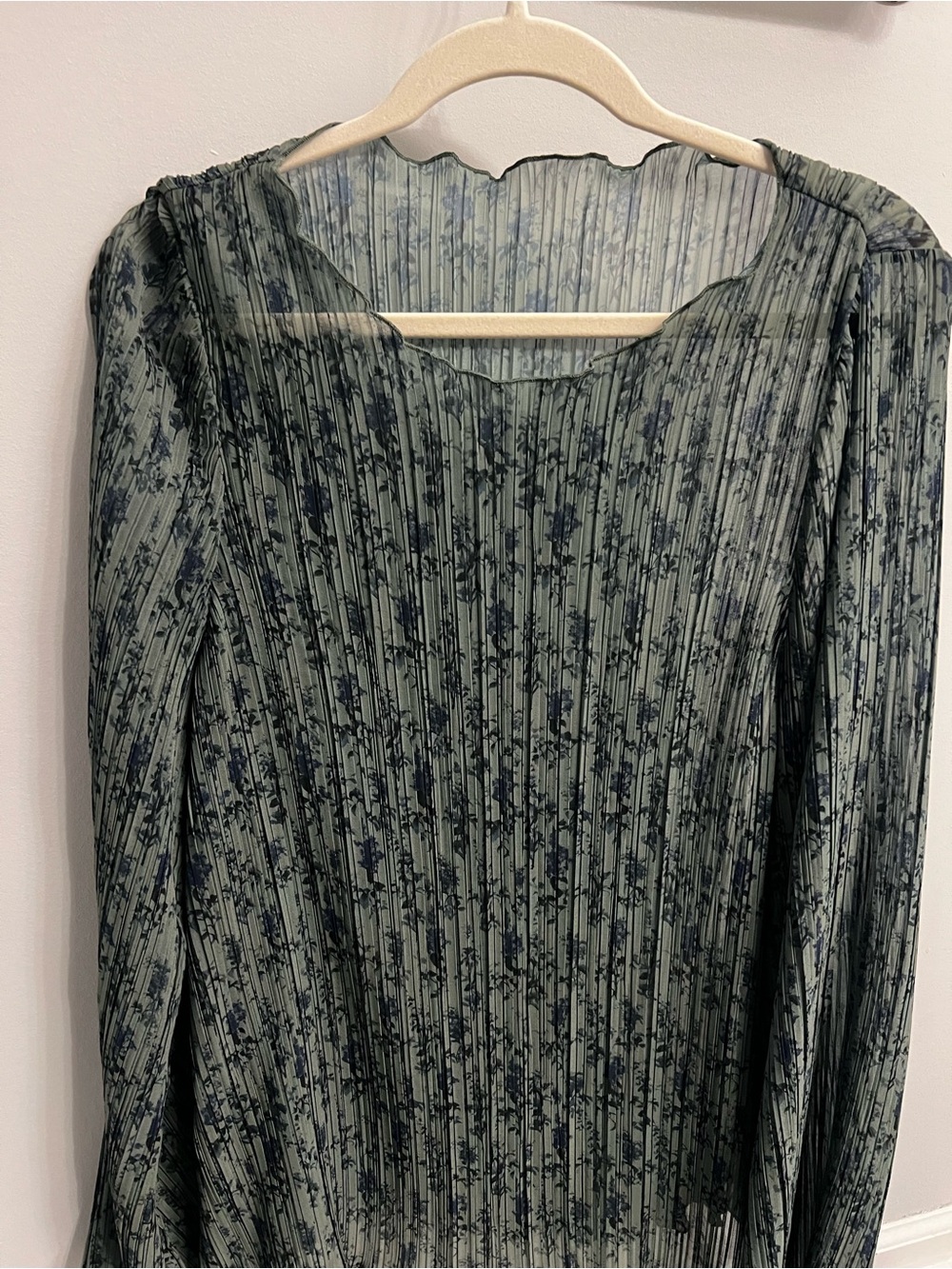 Maison Amory Maternity Plissé Dress in Sage